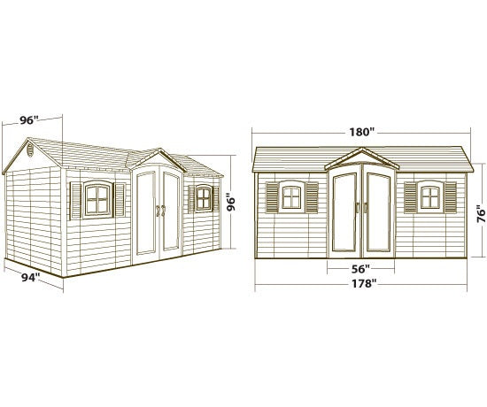 Lifetime Heavy Duty Single Entrance Plastic Shed 15x8ft
