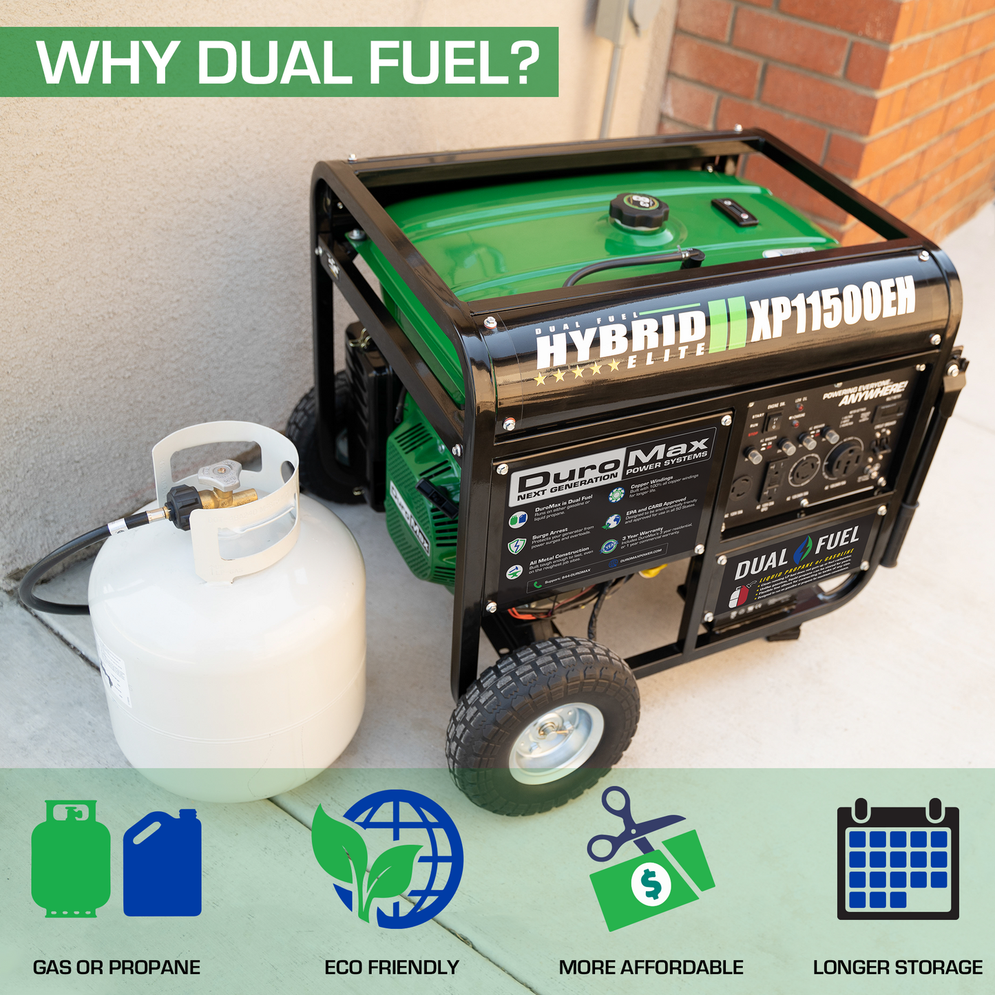 DuroMax XP11500EH Generator Electric Start Dual Fuel Hybrid Portable 11500Watt 457cc