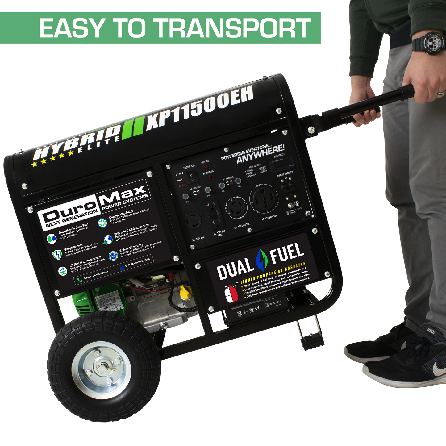 DuroMax XP11500EH Generator Electric Start Dual Fuel Hybrid Portable 11500Watt 457cc